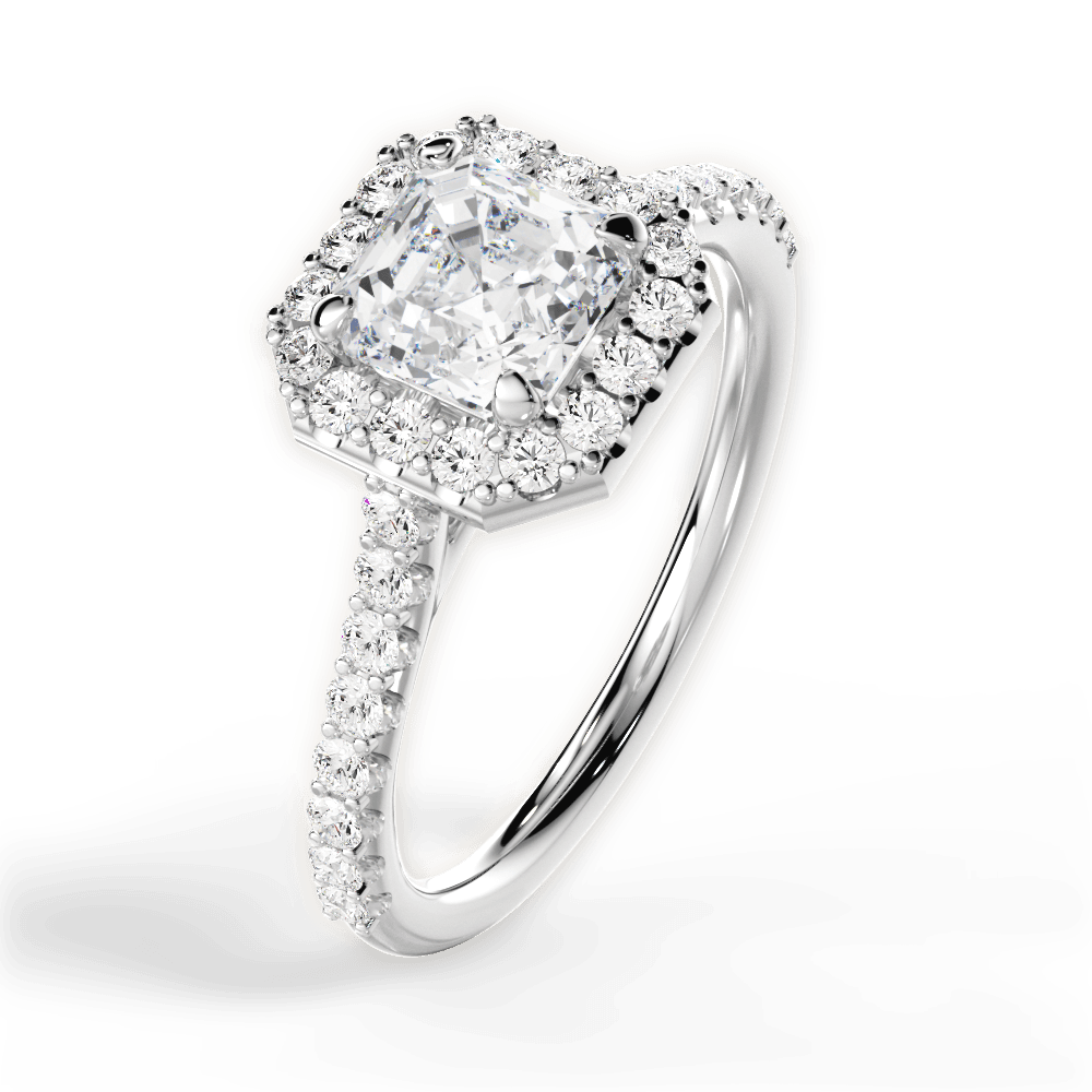 Leah Asscher Cut Lab Grown Diamond Platinum Engagement Ring - View 4