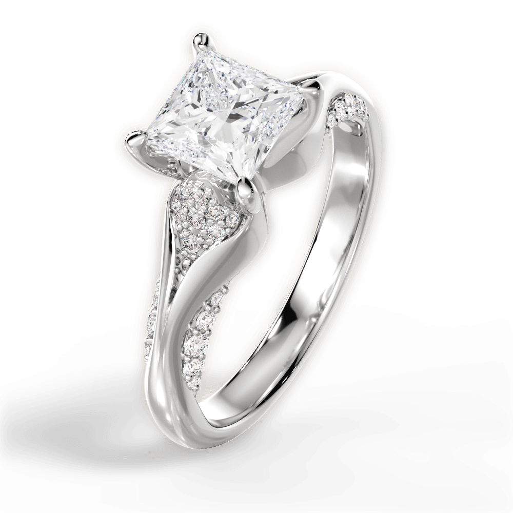 Isabel Princess Cut Lab Grown Diamond 14Kt White Gold Engagement Ring - View 3