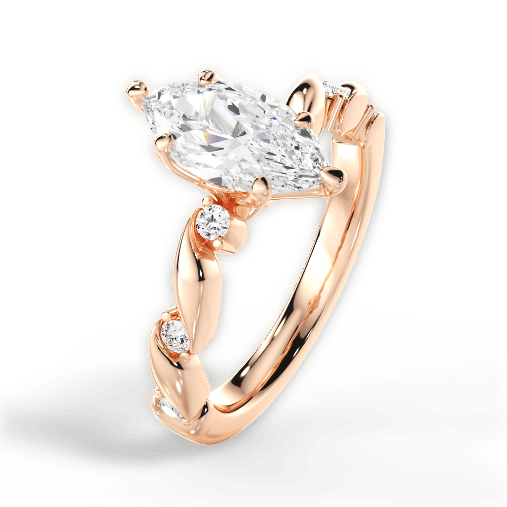 Emma Marquise Cut Lab Grown Diamond 18Kt Rose Gold Engagement Ring - View 3