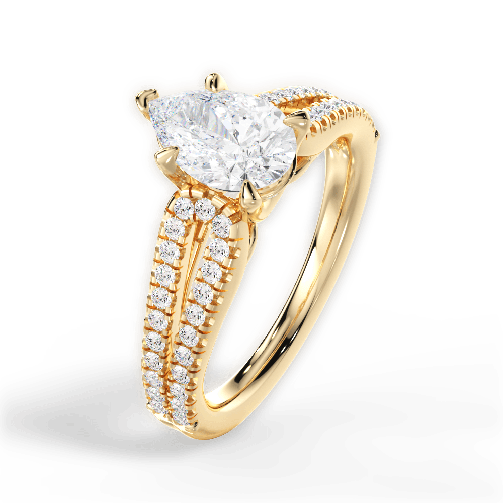 Jessica Pear Cut Lab Grown Diamond 18Kt Yellow Gold Engagement Ring - View 4