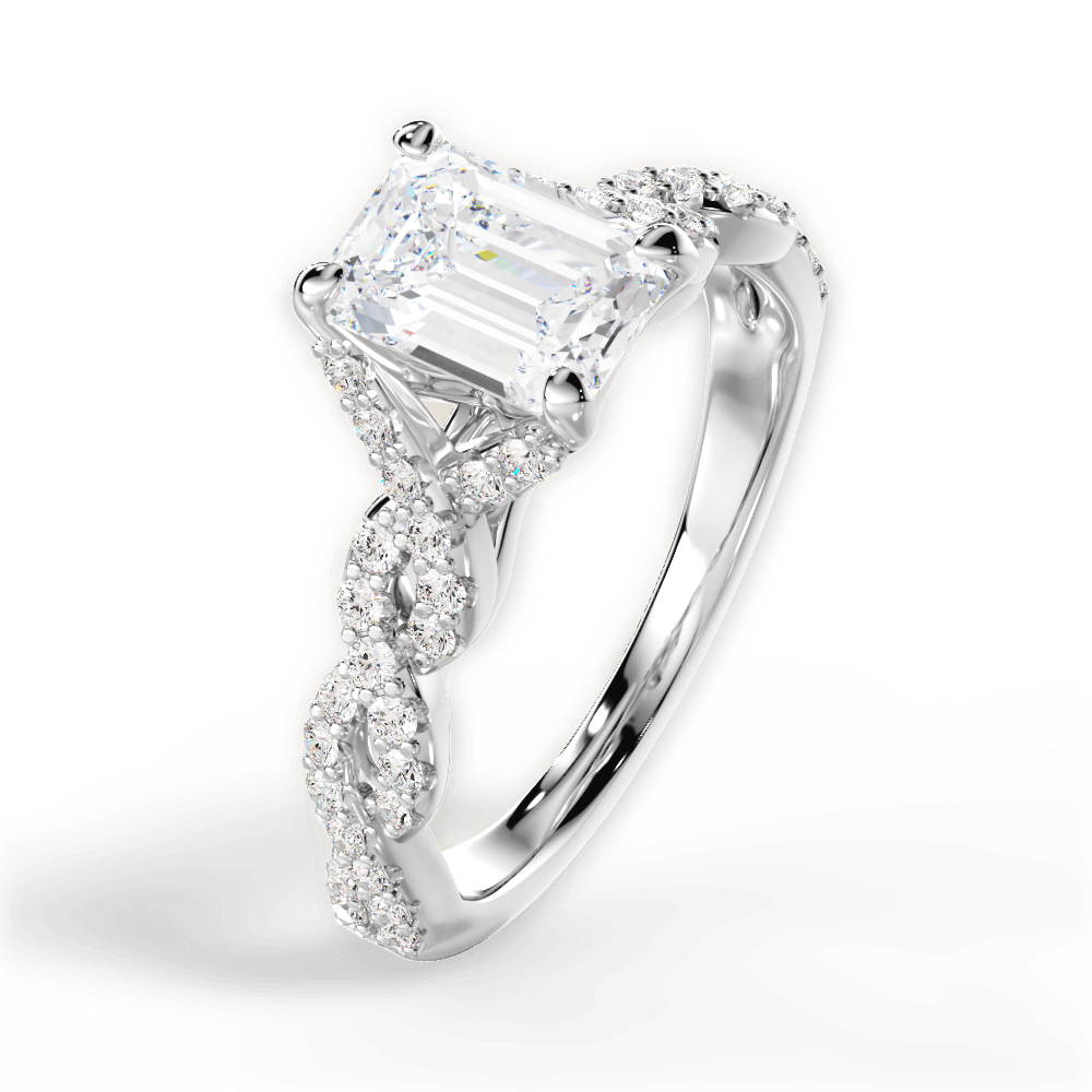 Justine Emerald Cut Lab Grown Diamond Platinum Engagement Ring - View 4