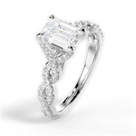 Justine Emerald Cut Lab Grown Diamond Platinum Engagement Ring - View 4