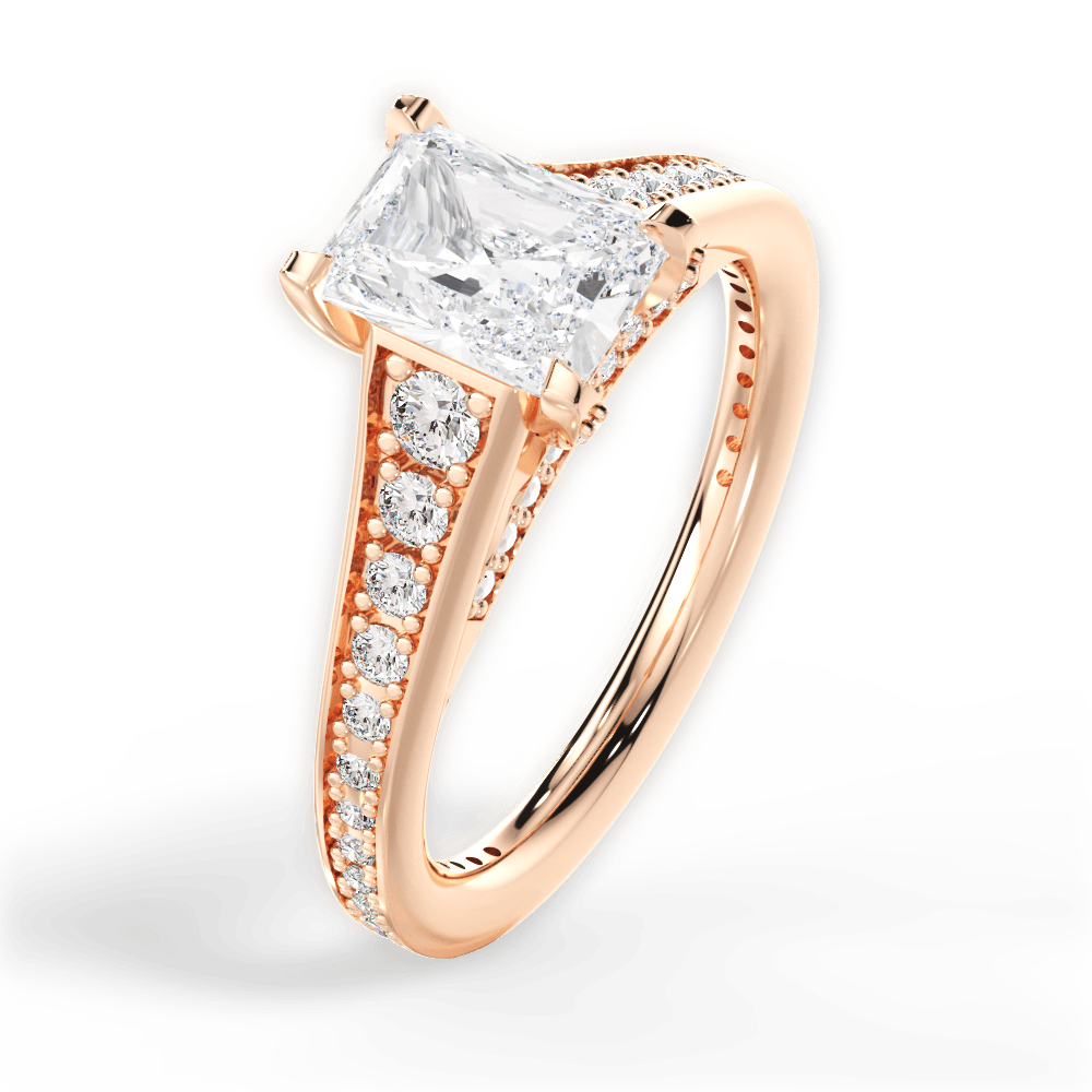 Leslie Radiant Cut Lab Grown Diamond 18Kt Rose Gold Engagement Ring - View 2