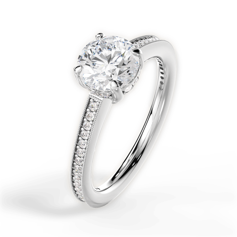 Janet Round Cut Lab Grown Diamond Platinum Engagement Ring - View 4