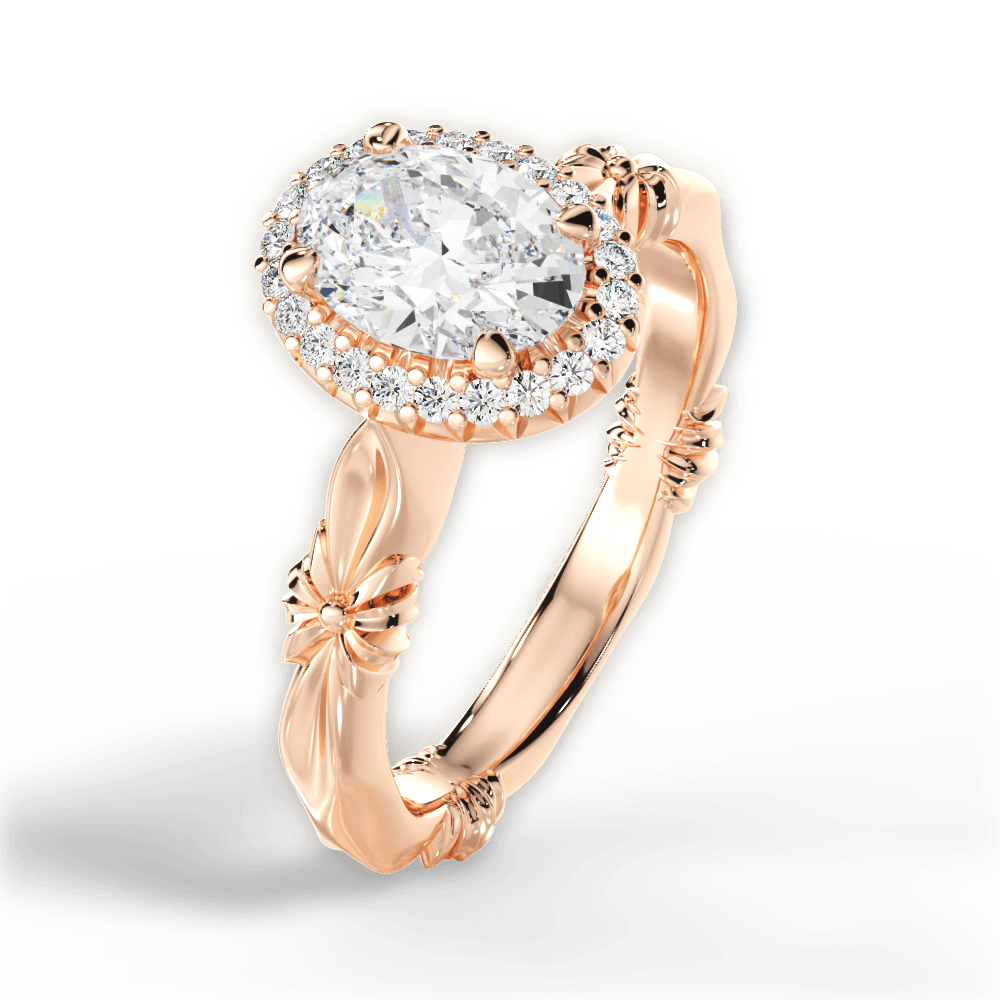 Erica Oval Cut Lab Grown Diamond 18Kt Rose Gold Engagement Ring - View 3