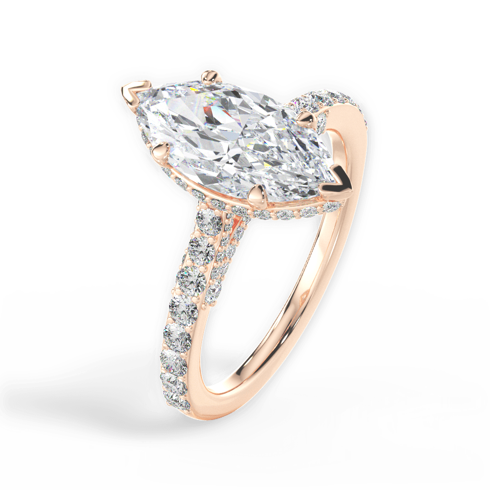 Laura Marquise Cut Lab Grown Diamond 18Kt Rose Gold Engagement Ring - View 4