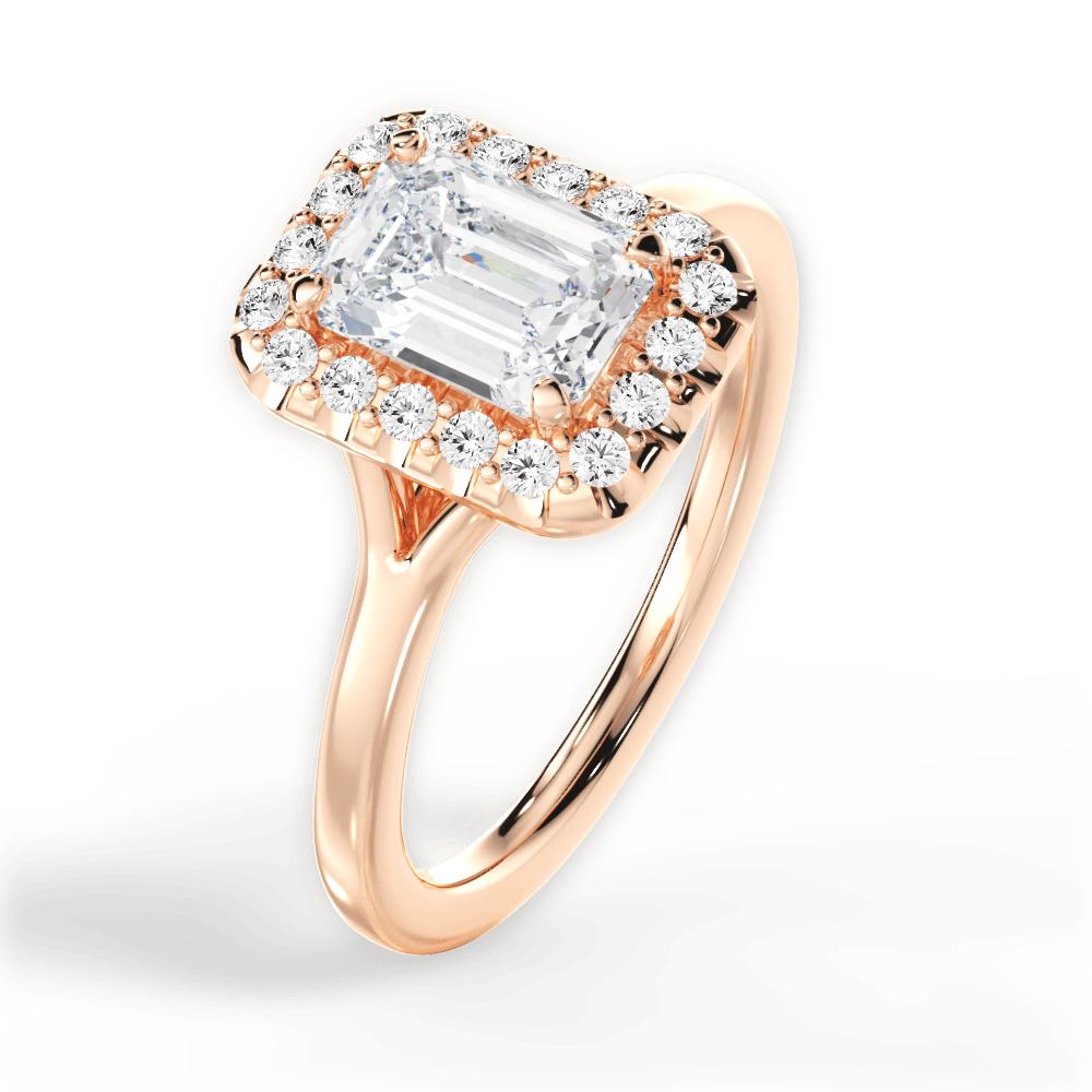 Geneva Emerald Cut Lab Grown Diamond 18Kt Rose Gold Engagement Ring - View 3