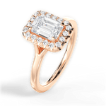 Geneva Emerald Cut Lab Grown Diamond 18Kt Rose Gold Engagement Ring - View 3