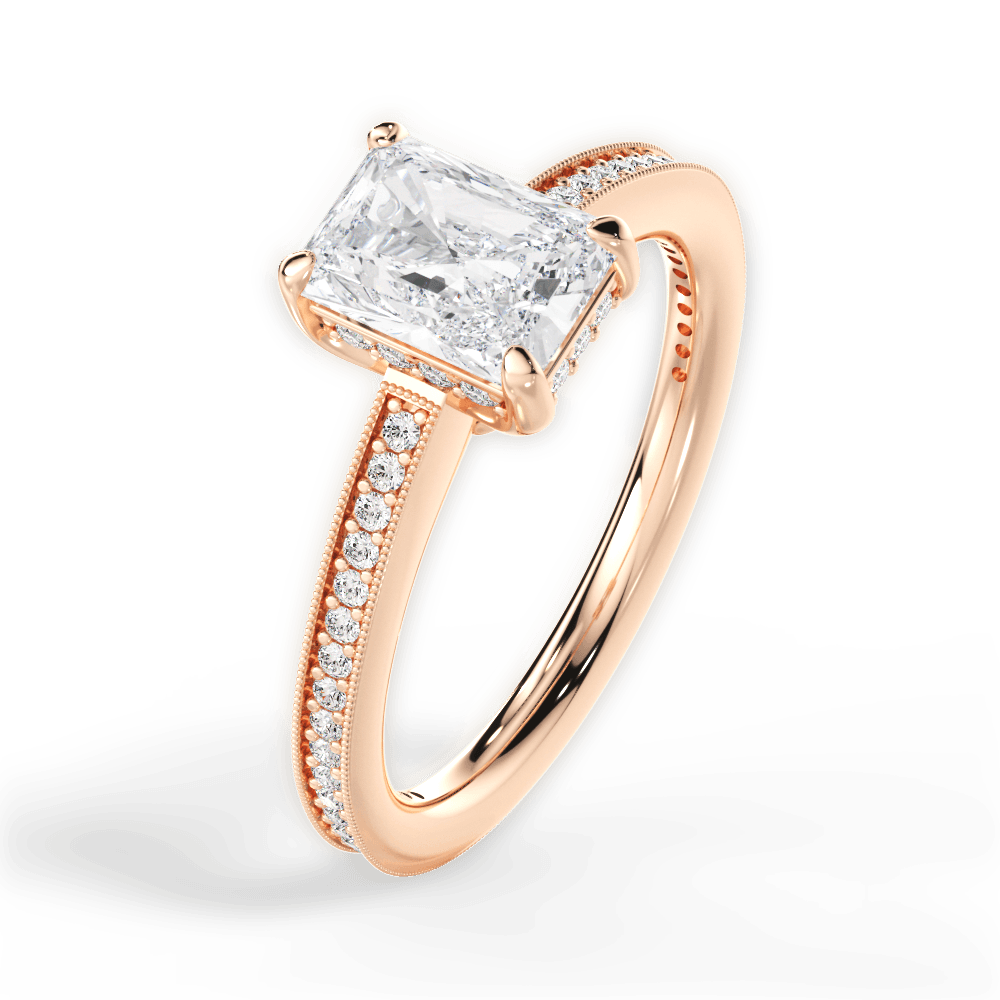 Janet Radiant Cut Lab Grown Diamond 18Kt Rose Gold Engagement Ring - View 4