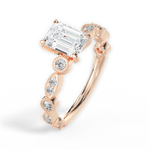 Edith Emerald Cut Lab Grown Diamond 18Kt Rose Gold Engagement Ring - View 4