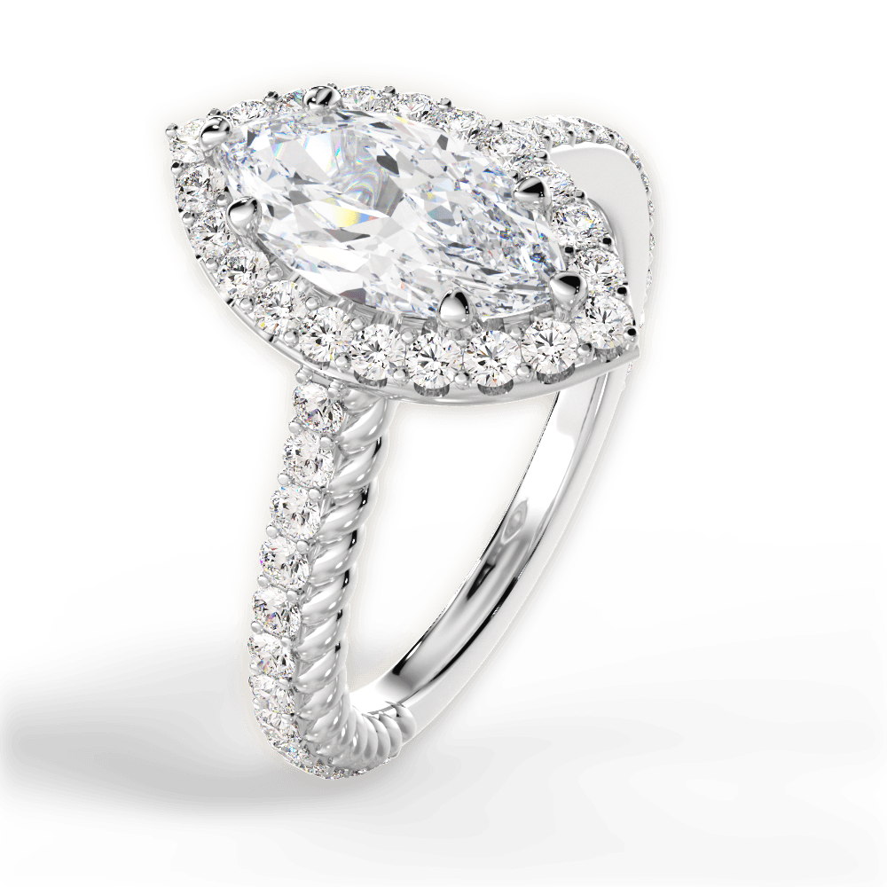 Kim Marquise Cut Lab Grown Diamond Platinum Engagement Ring - View 4