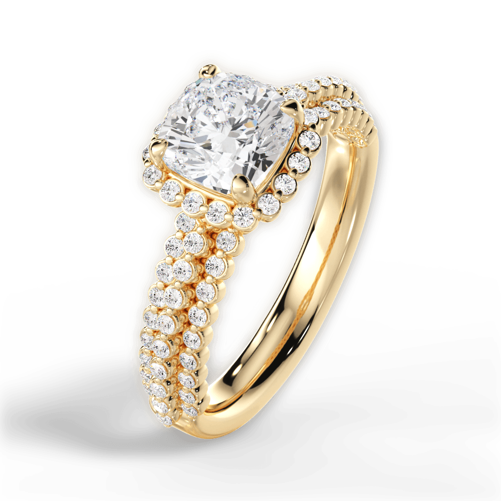 Jocelyn Cushion Cut Lab Grown Diamond 18Kt Yellow Gold Engagement Ring - View 3