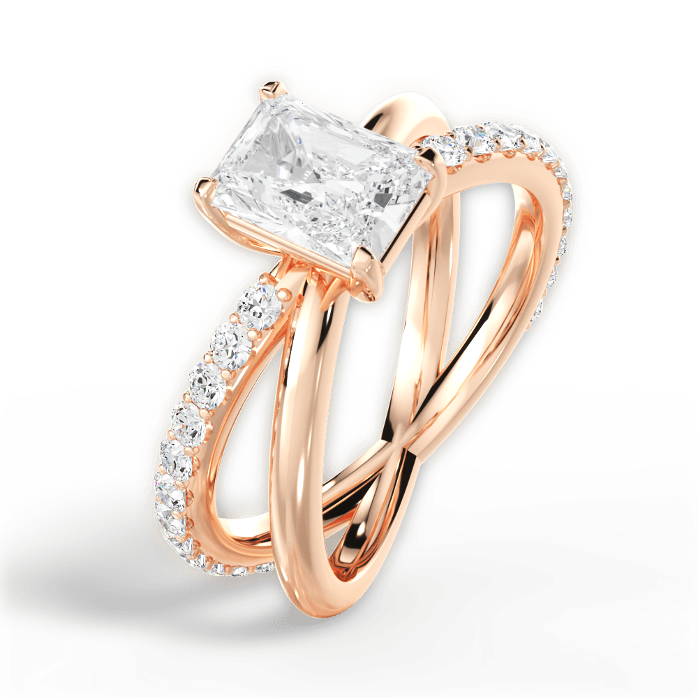 Jennifer Radiant Cut Lab Grown Diamond 18Kt Rose Gold Engagement Ring - View 2