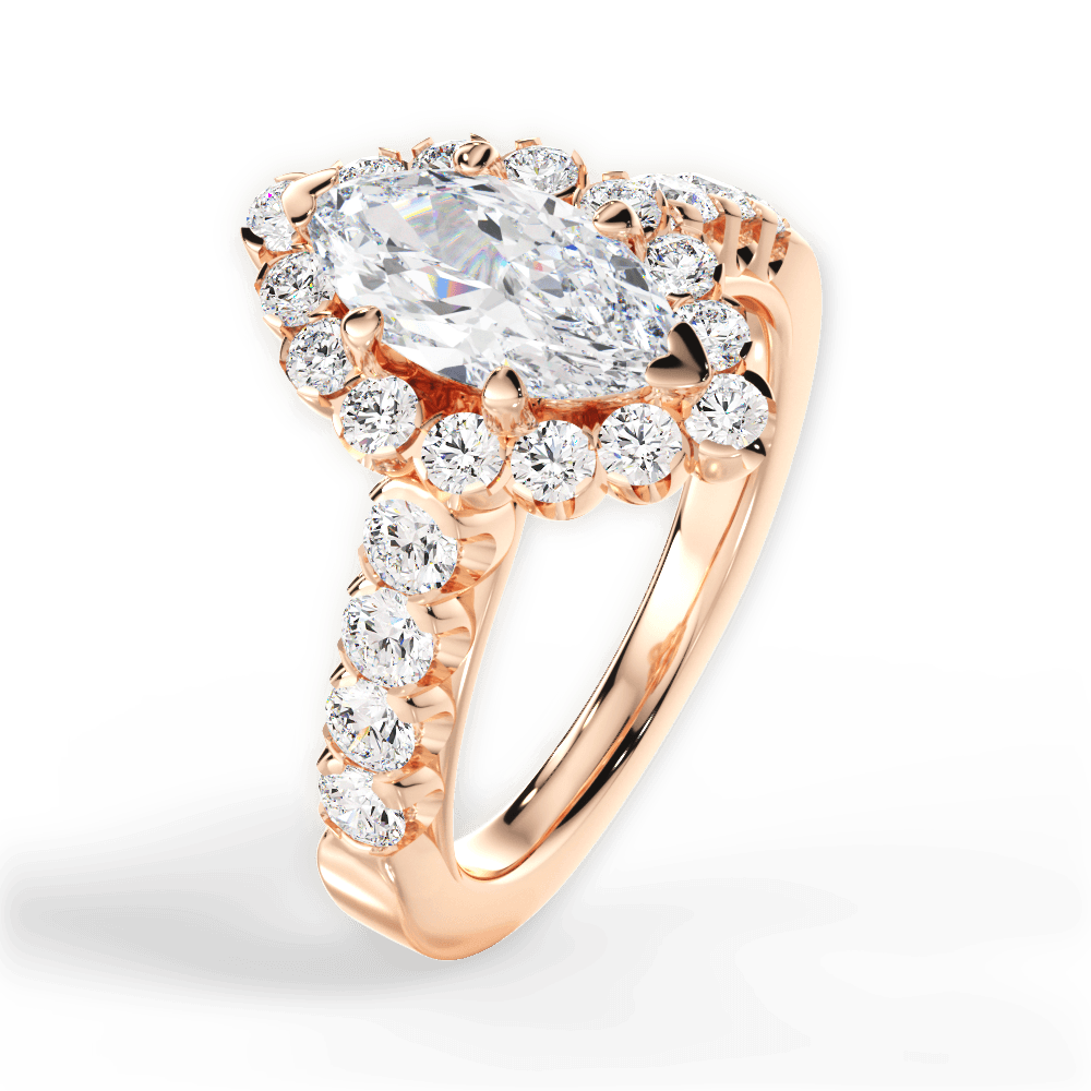 Lacey Marquise Cut Lab Grown Diamond 18Kt Rose Gold Engagement Ring - View 4