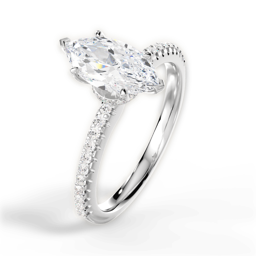 Giselle Marquise Cut Lab Grown Diamond 18Kt White Gold Engagement Ring - View 3