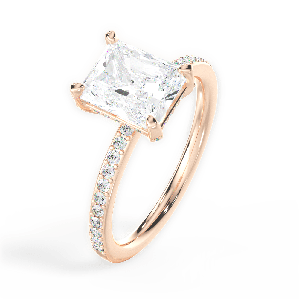 Janice Radiant Cut Lab Grown Diamond 18Kt Rose Gold Engagement Ring - View 4