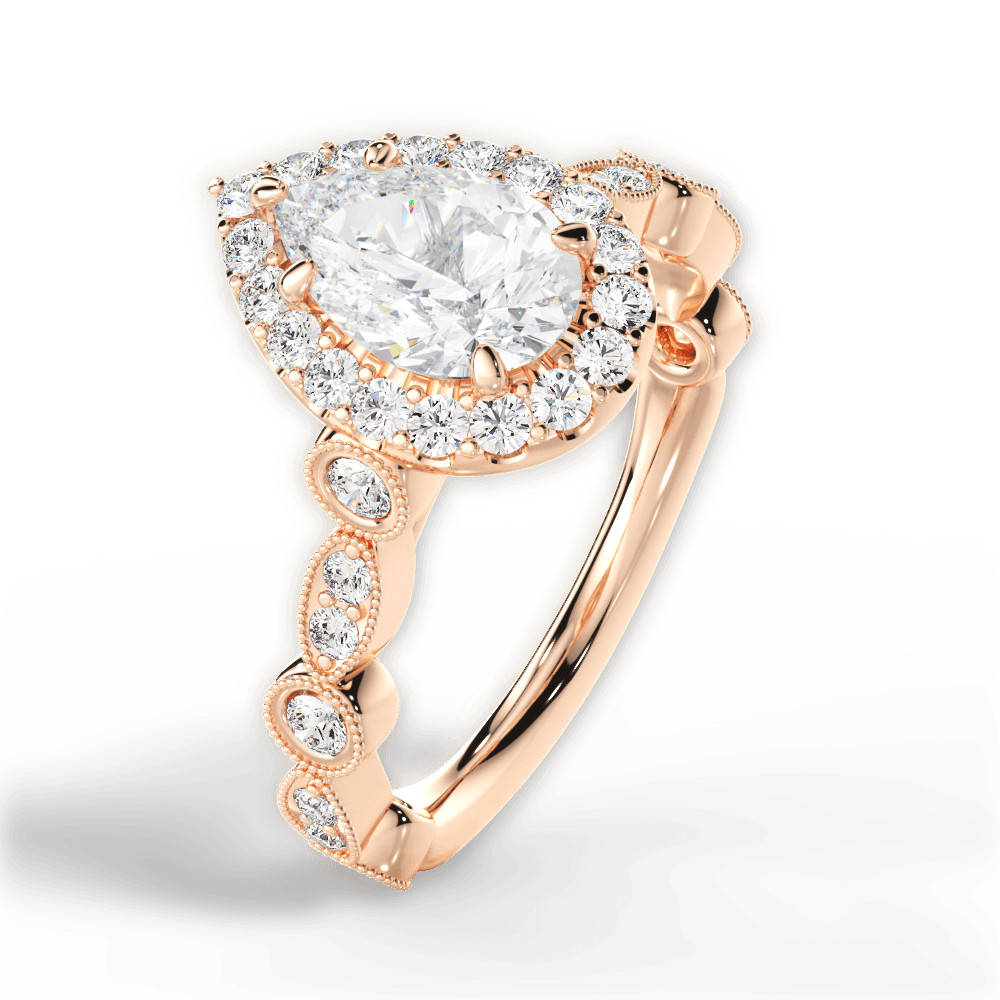 Irene Pear Cut Lab Grown Diamond 18Kt Rose Gold Engagement Ring - View 3