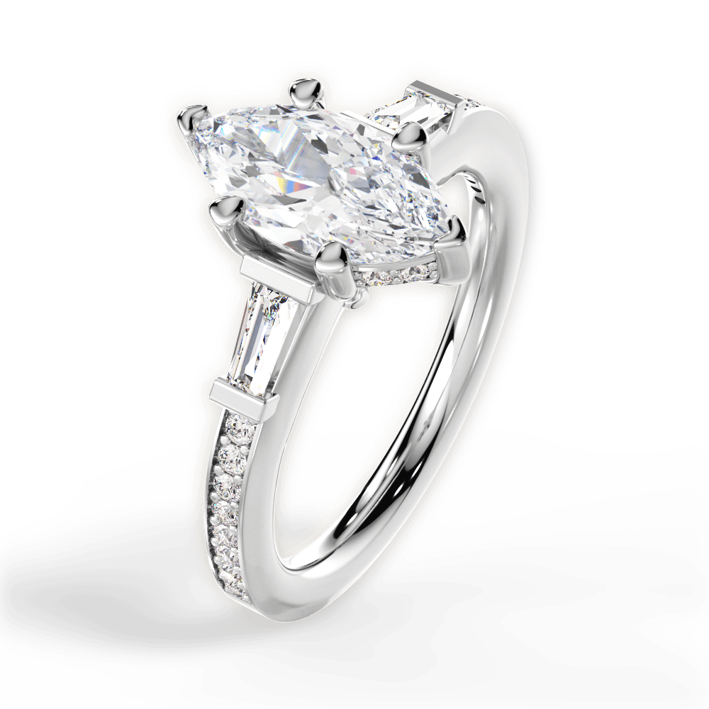 Katie Marquise Cut Lab Grown Diamond Platinum Engagement Ring - View 3