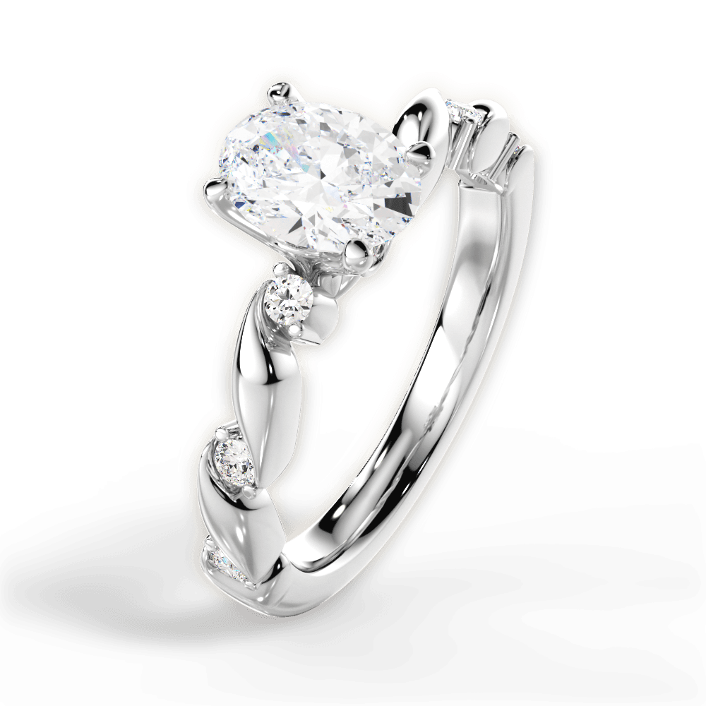 Emma Oval Cut Lab Grown Diamond Platinum Engagement Ring - View 4