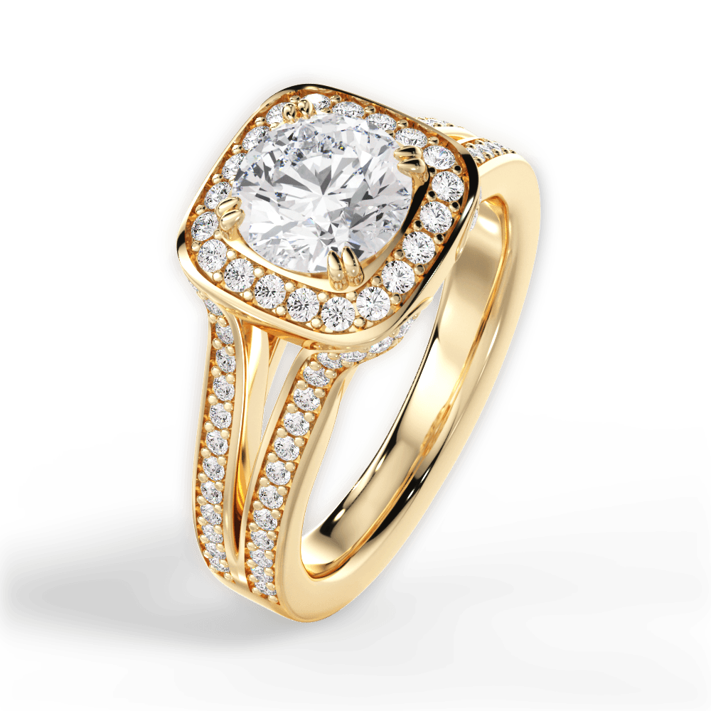 Mackenzie Round Cut Lab Grown Diamond 18Kt Yellow Gold Engagement Ring - View 4