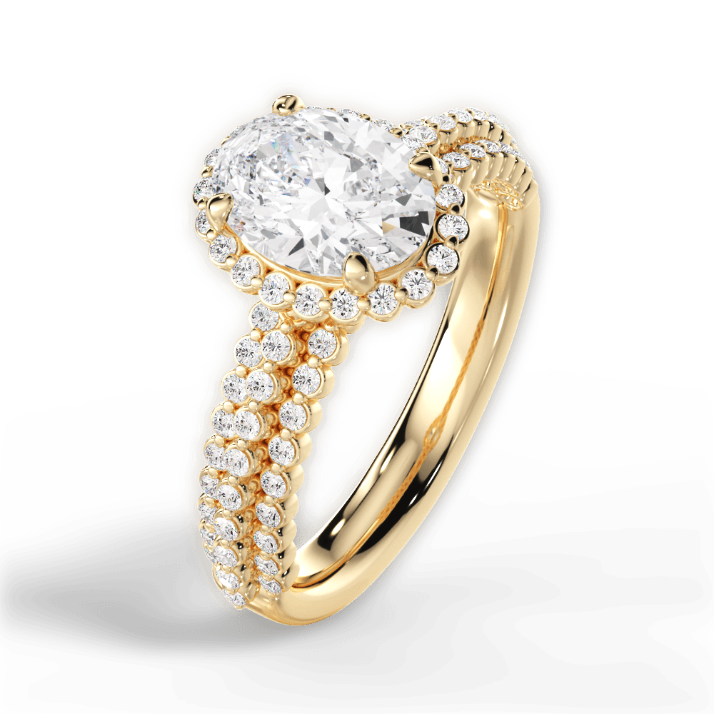 Jocelyn Oval Cut Lab Grown Diamond 18Kt Yellow Gold Engagement Ring - View 2