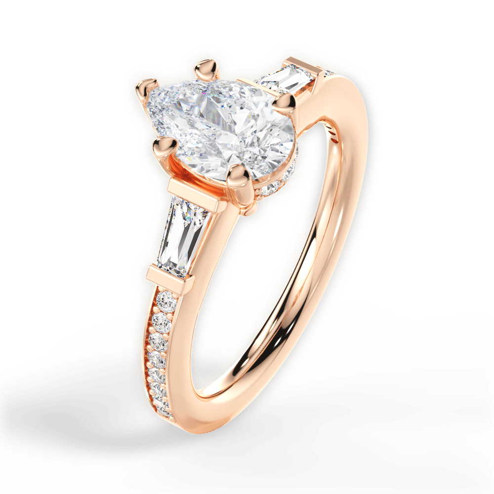 Katie Pear Cut Lab Grown Diamond 18Kt Rose Gold Engagement Ring - View 3