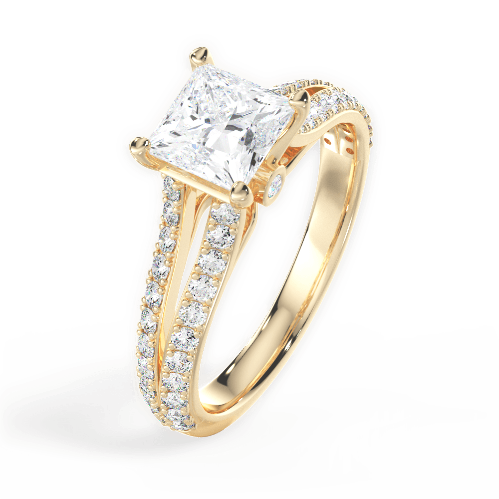 Kendra Princess Cut Lab Grown Diamond 18Kt Yellow Gold Engagement Ring - View 3