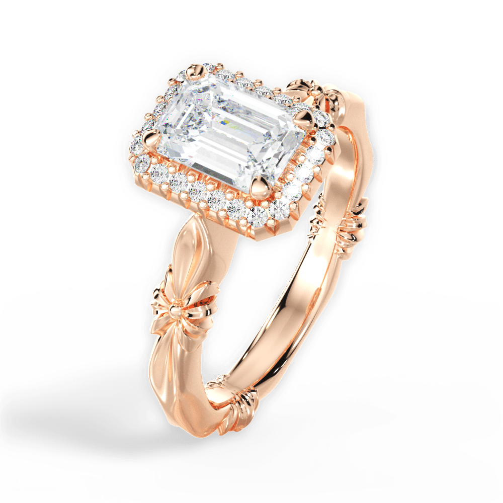 Erica Emerald Cut Lab Grown Diamond 18Kt Rose Gold Engagement Ring - View 4