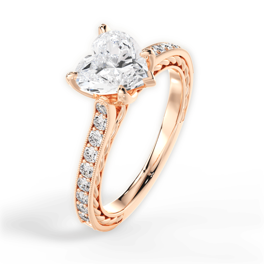 Gilda Heart Cut Lab Grown Diamond 18Kt Rose Gold Engagement Ring - View 3