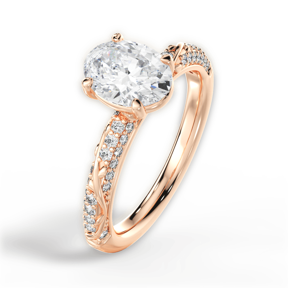 Gloria Oval Cut Lab Grown Diamond 18Kt Rose Gold Engagement Ring - View 3