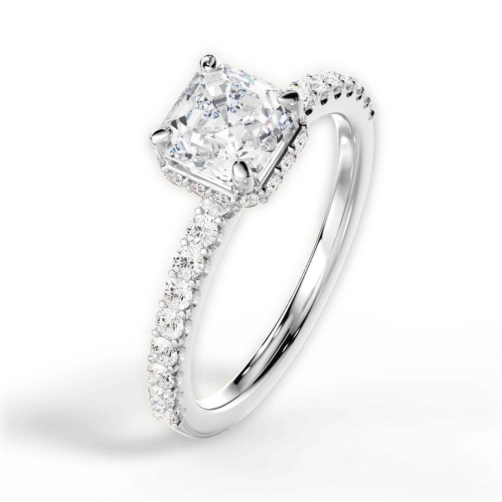 Isabella Asscher Cut Lab Grown Diamond Platinum Engagement Ring - View 3