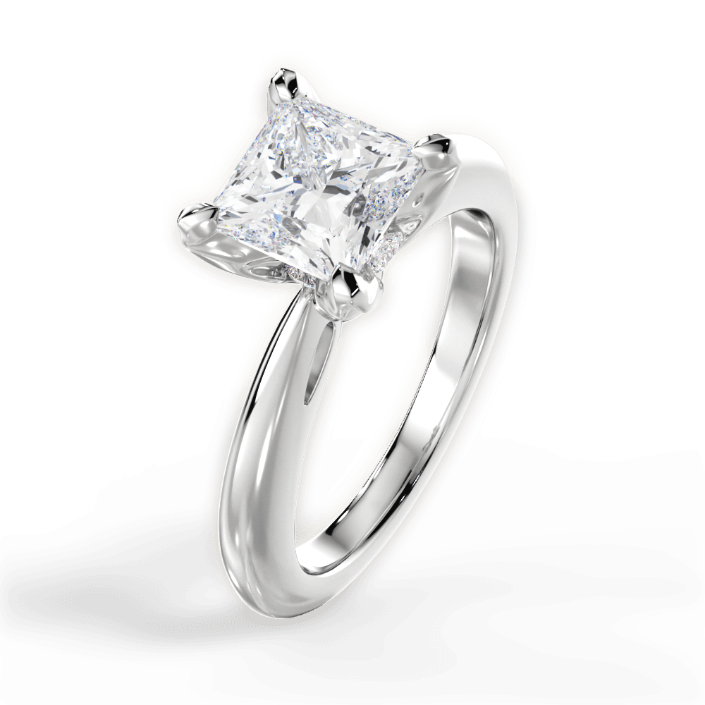 Elaine Princess Cut Lab Grown Diamond 14Kt White Gold Engagement Ring - View 3