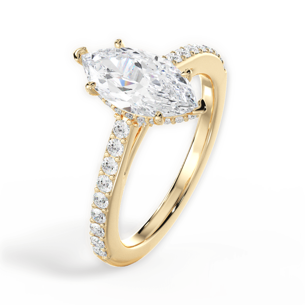 Joan Marquise Cut Lab Grown Diamond 18Kt Yellow Gold Engagement Ring - View 4