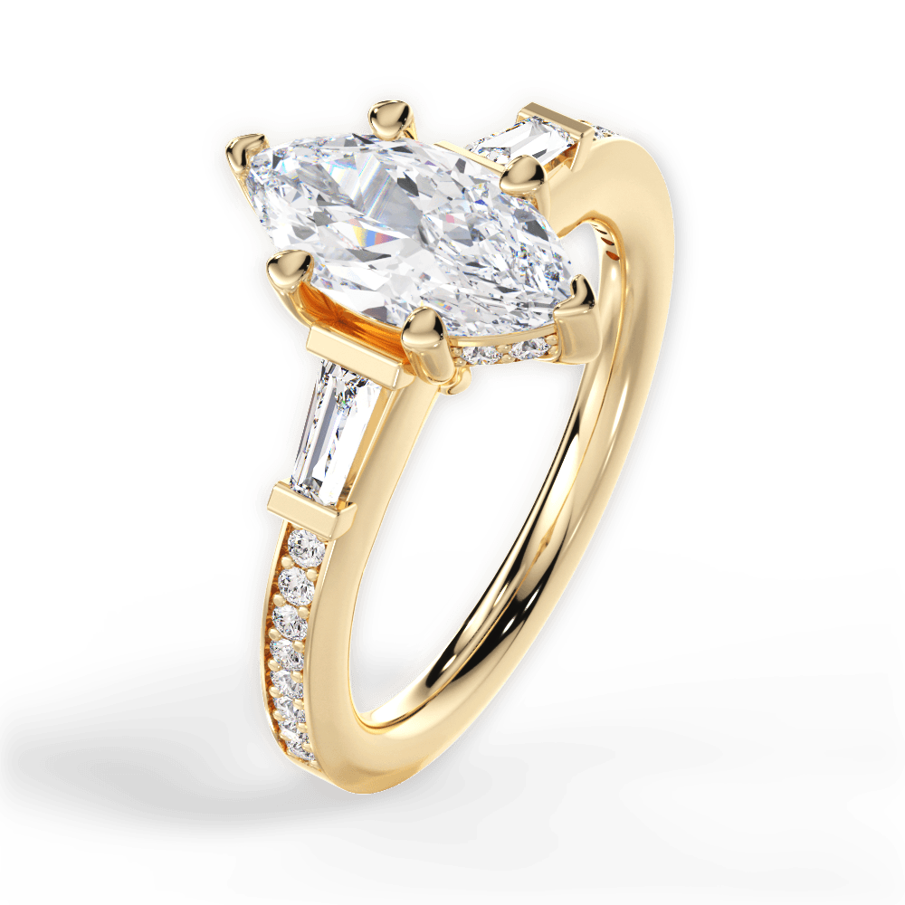 Katie Marquise Cut Lab Grown Diamond 18Kt Yellow Gold Engagement Ring - View 4