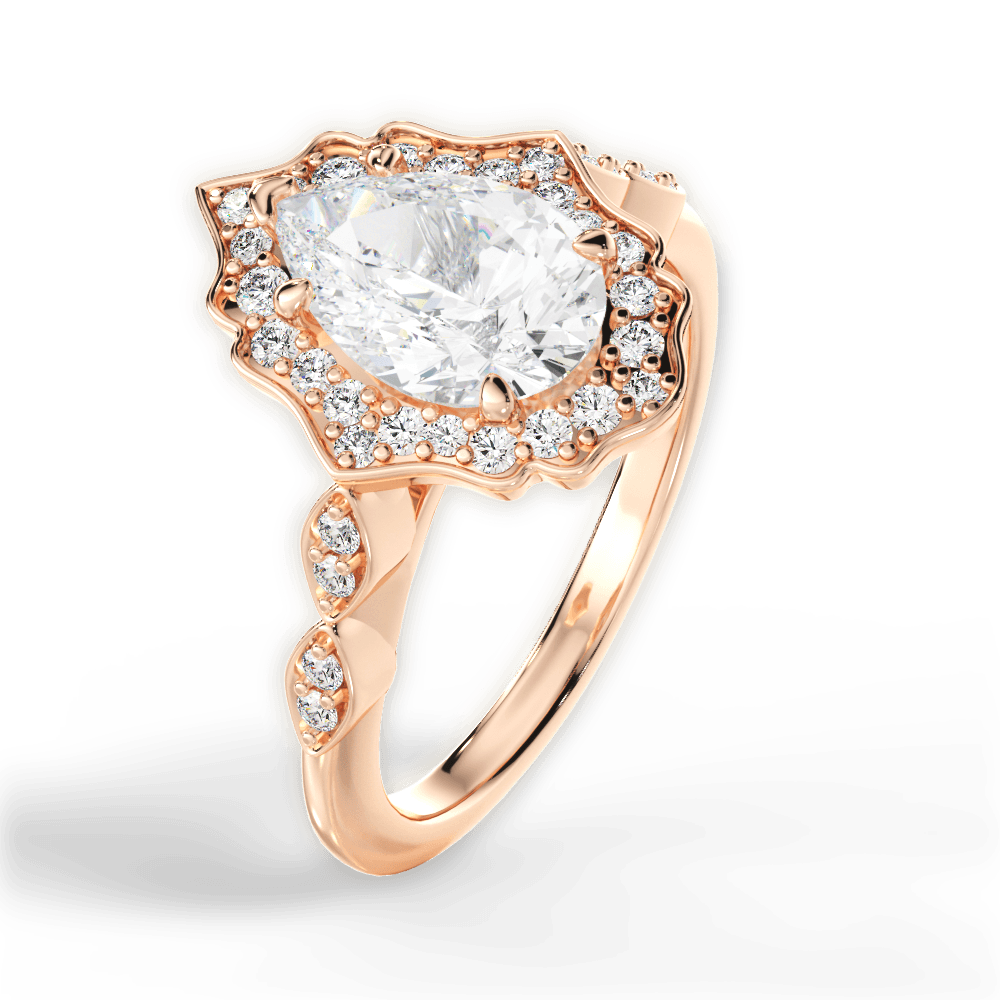 Julie Pear Cut Lab Grown Diamond 18Kt Rose Gold Engagement Ring - View 4