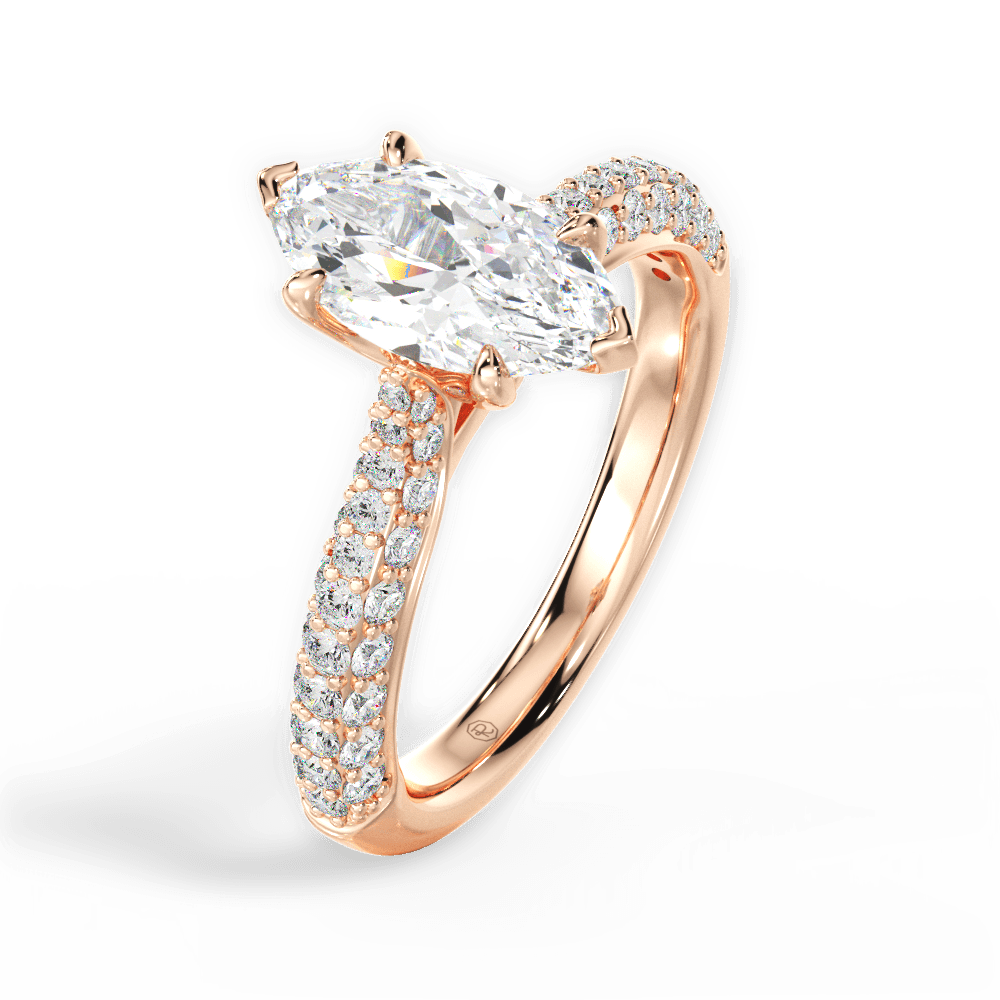 Kira Marquise Cut Lab Grown Diamond 18Kt Rose Gold Engagement Ring - View 2