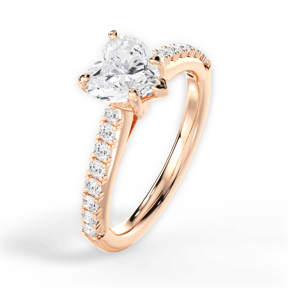 Elizabeth Heart Cut Lab Grown Diamond 18Kt Rose Gold Engagement Ring - View 4