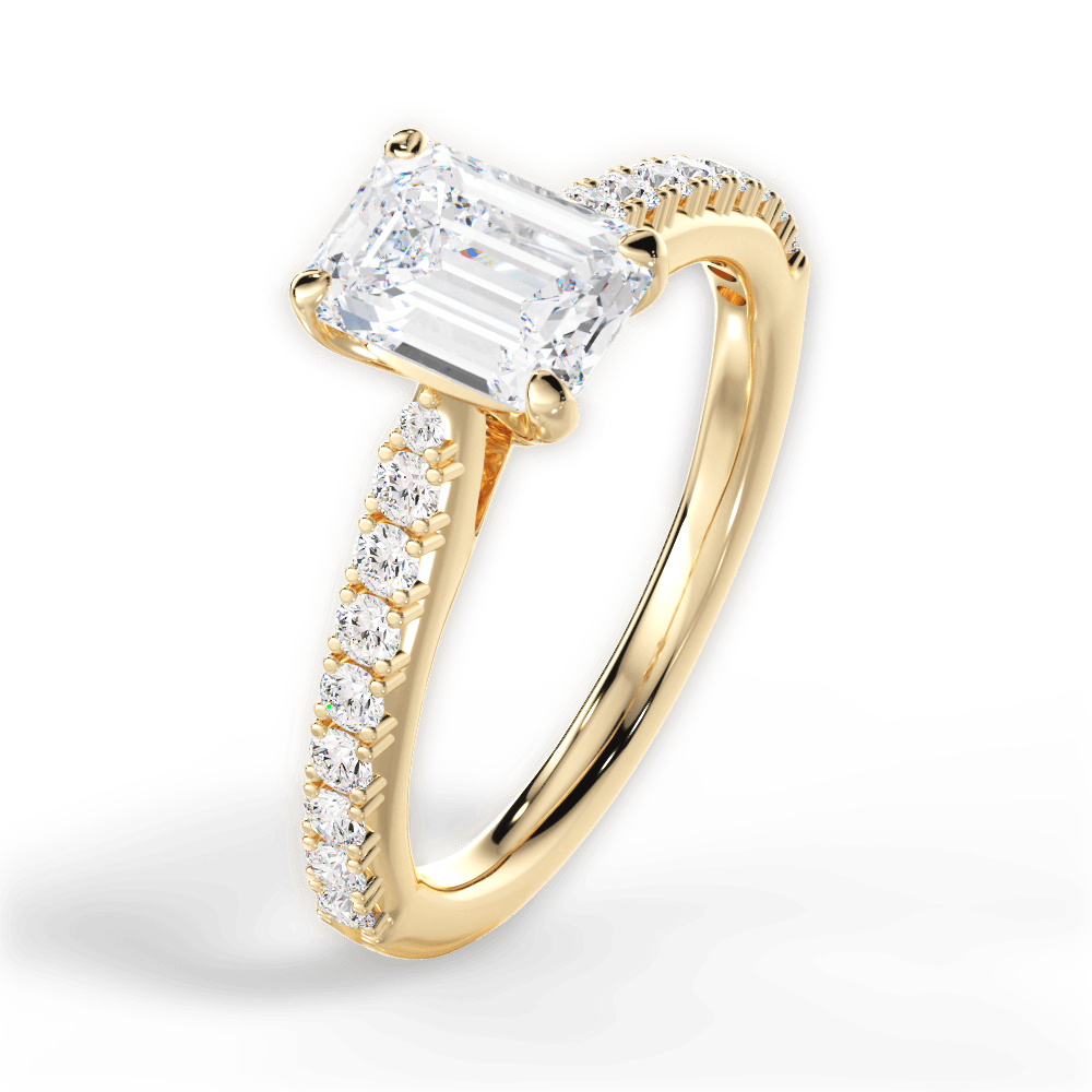 Frances Emerald Cut Lab Grown Diamond 18Kt Yellow Gold Engagement Ring - View 2