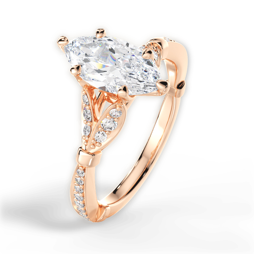 Geraldine Marquise Cut Lab Grown Diamond 18Kt Rose Gold Engagement Ring - View 3