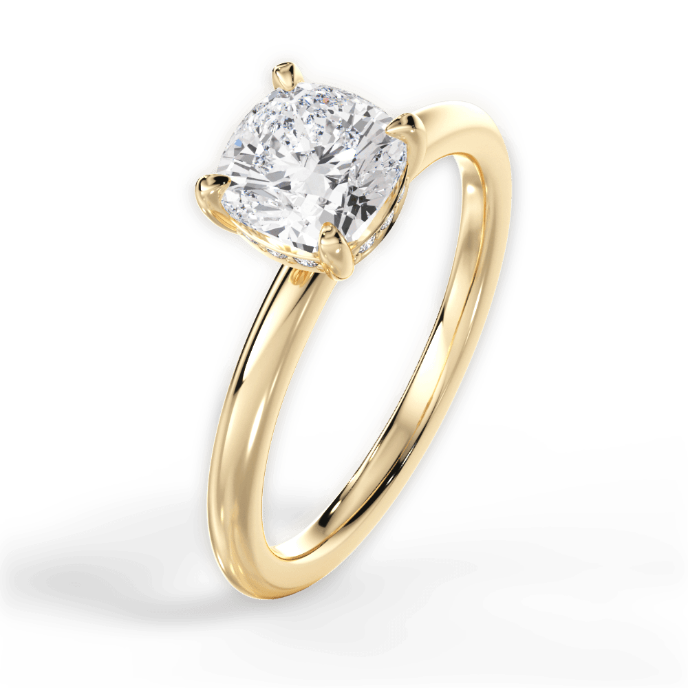 Brenda Cushion Cut Lab Grown Diamond 18Kt Yellow Gold Engagement Ring - View 4