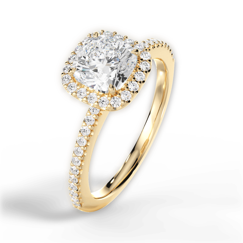 Joanne Cushion Cut Lab Grown Diamond 18Kt Yellow Gold Engagement Ring - View 2