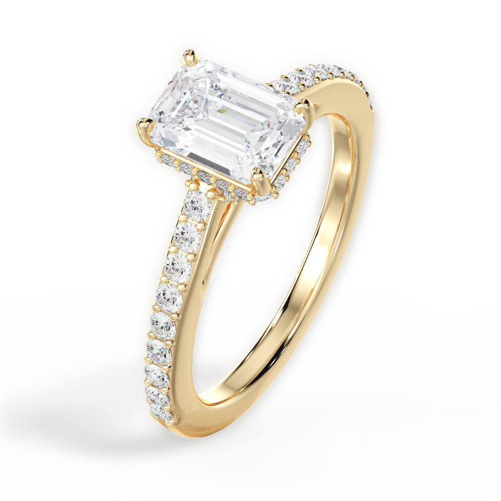 Joan Emerald Cut Lab Grown Diamond 18Kt Yellow Gold Engagement Ring - View 3