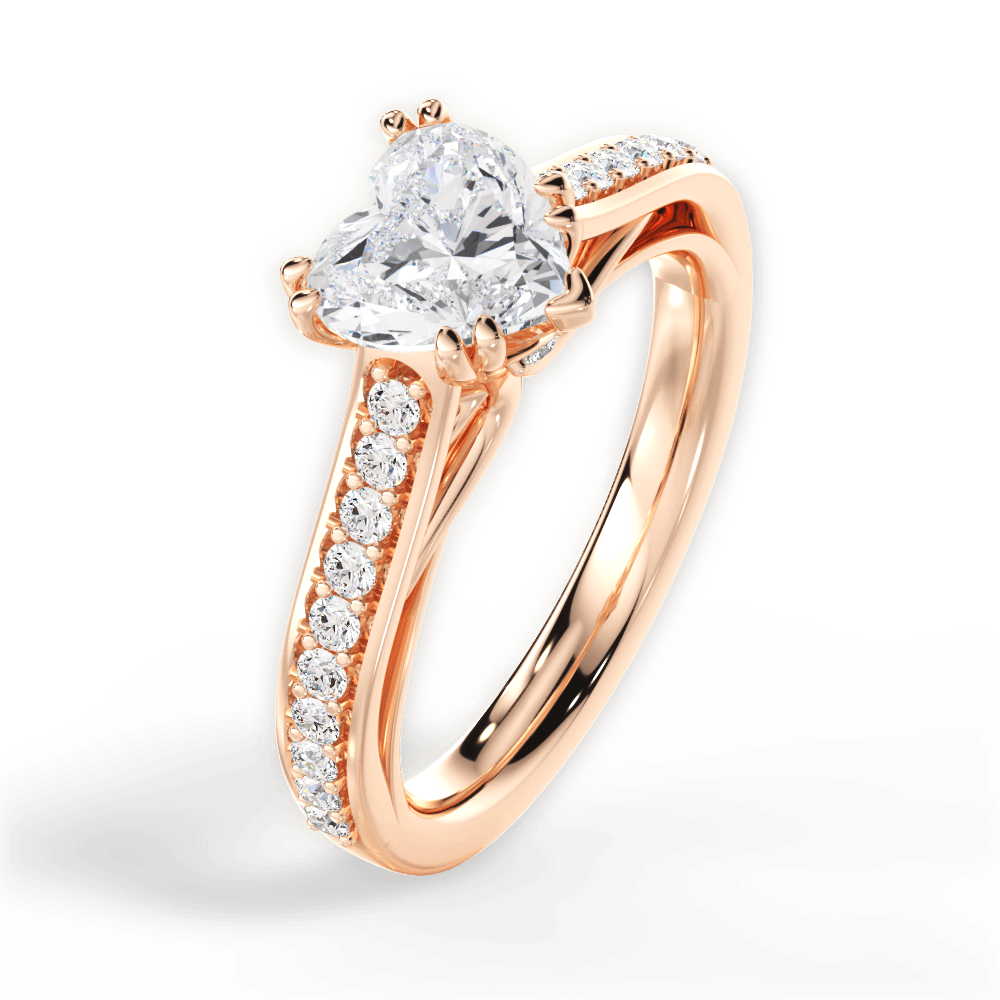 Deborah Heart Cut Lab Grown Diamond 18Kt Rose Gold Engagement Ring - View 4