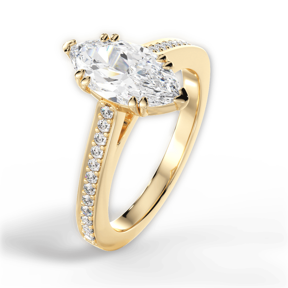 Denise Marquise Cut Lab Grown Diamond 18Kt Yellow Gold Engagement Ring - View 3