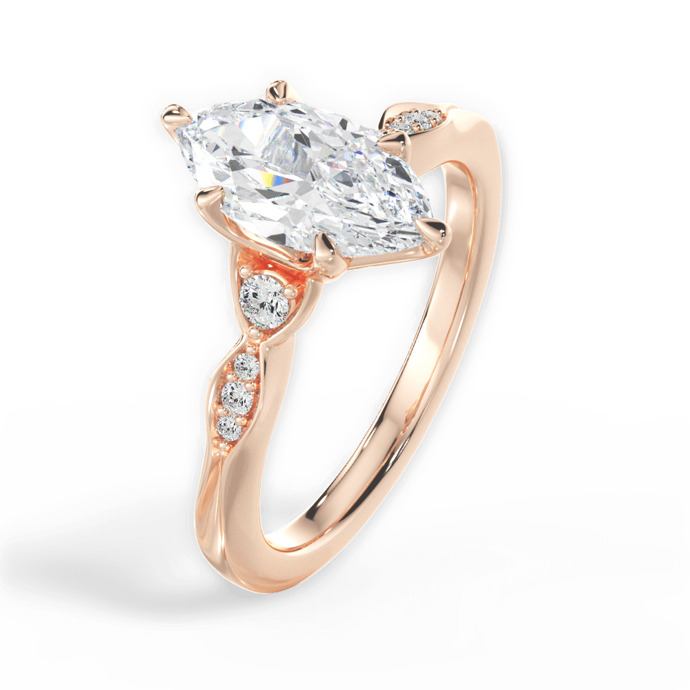 Cassie Marquise Cut Lab Grown Diamond 18Kt Rose Gold Engagement Ring - View 2