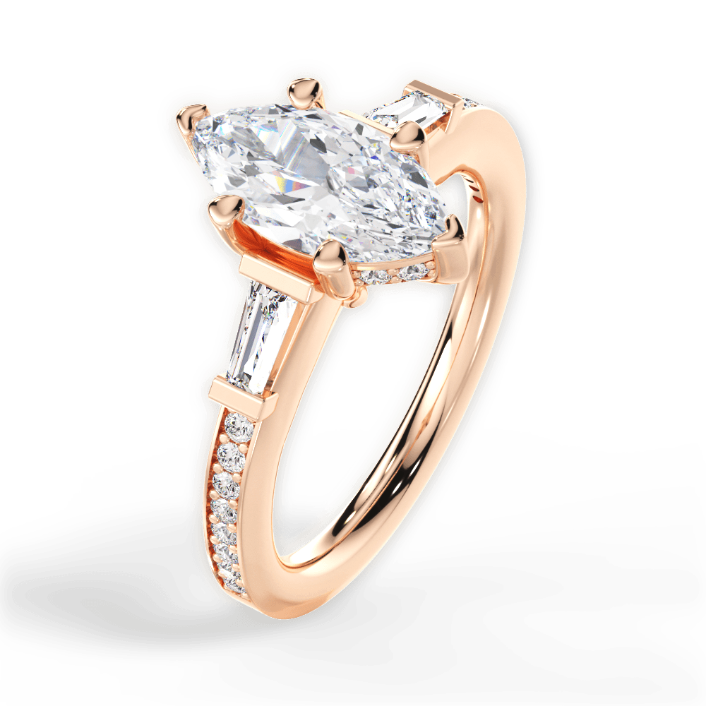 Katie Marquise Cut Lab Grown Diamond 18Kt Rose Gold Engagement Ring - View 2