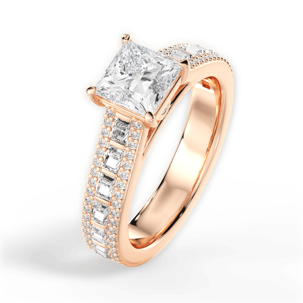 Lynn Princess Cut Lab Grown Diamond 18Kt Rose Gold Engagement Ring - View 3