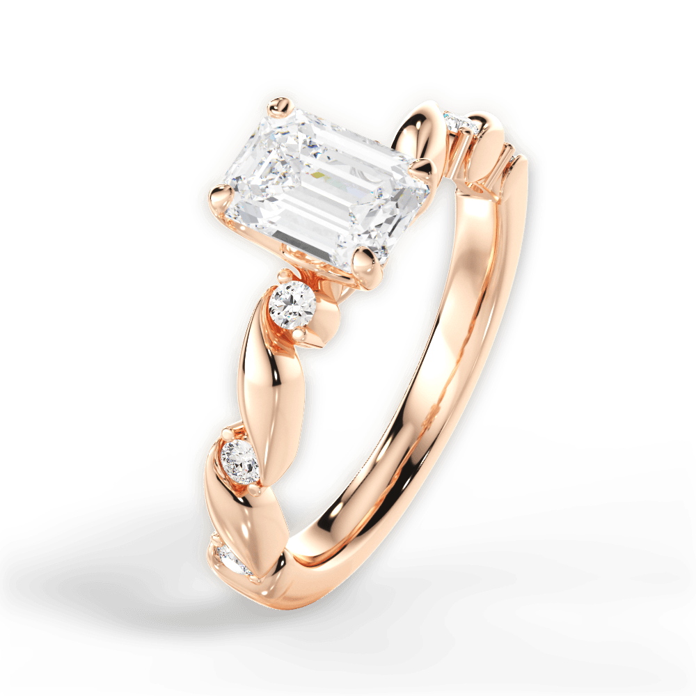 Emma Emerald Cut Lab Grown Diamond 18Kt Rose Gold Engagement Ring - View 3