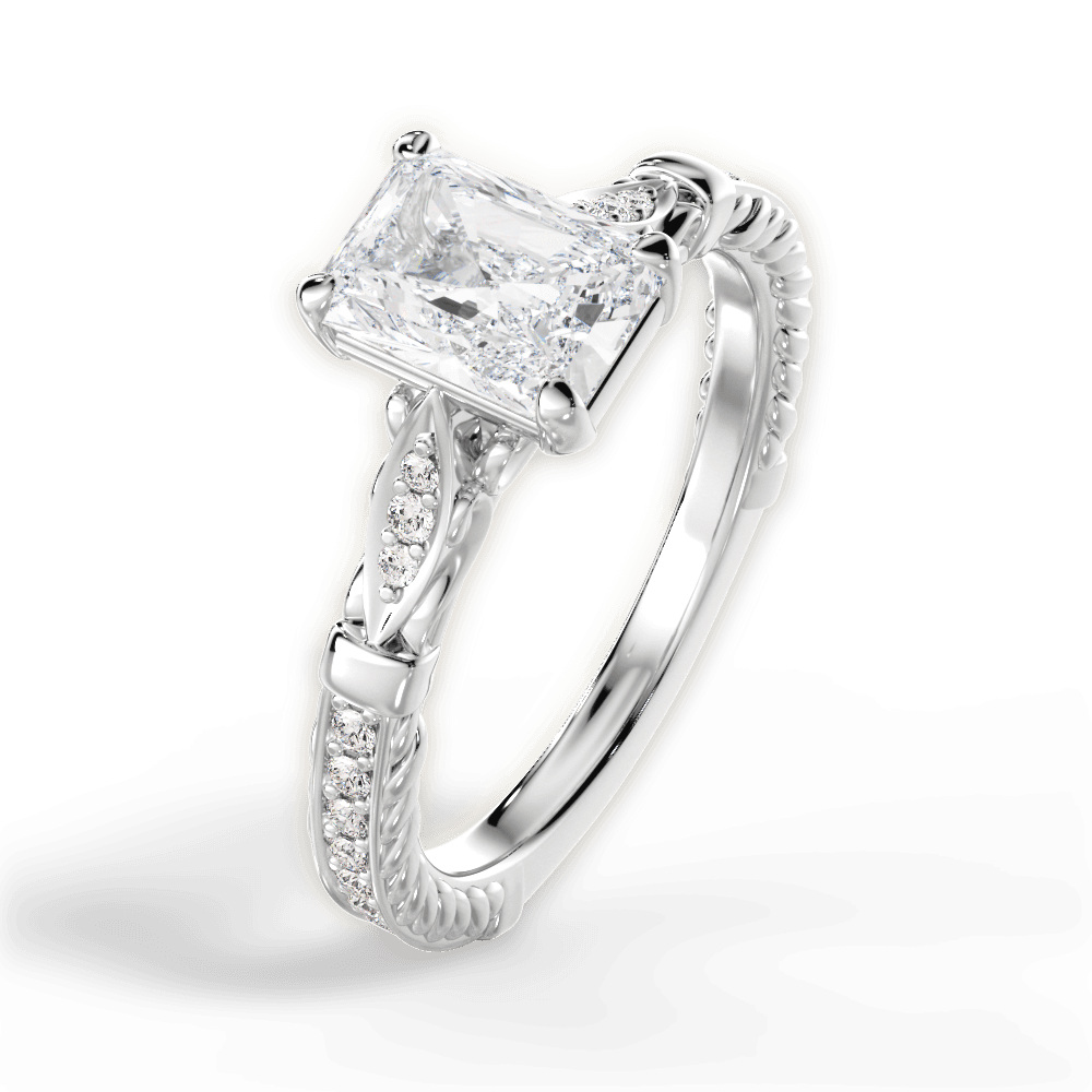 Gabriela Radiant Cut Lab Grown Diamond 18Kt White Gold Engagement Ring - View 4