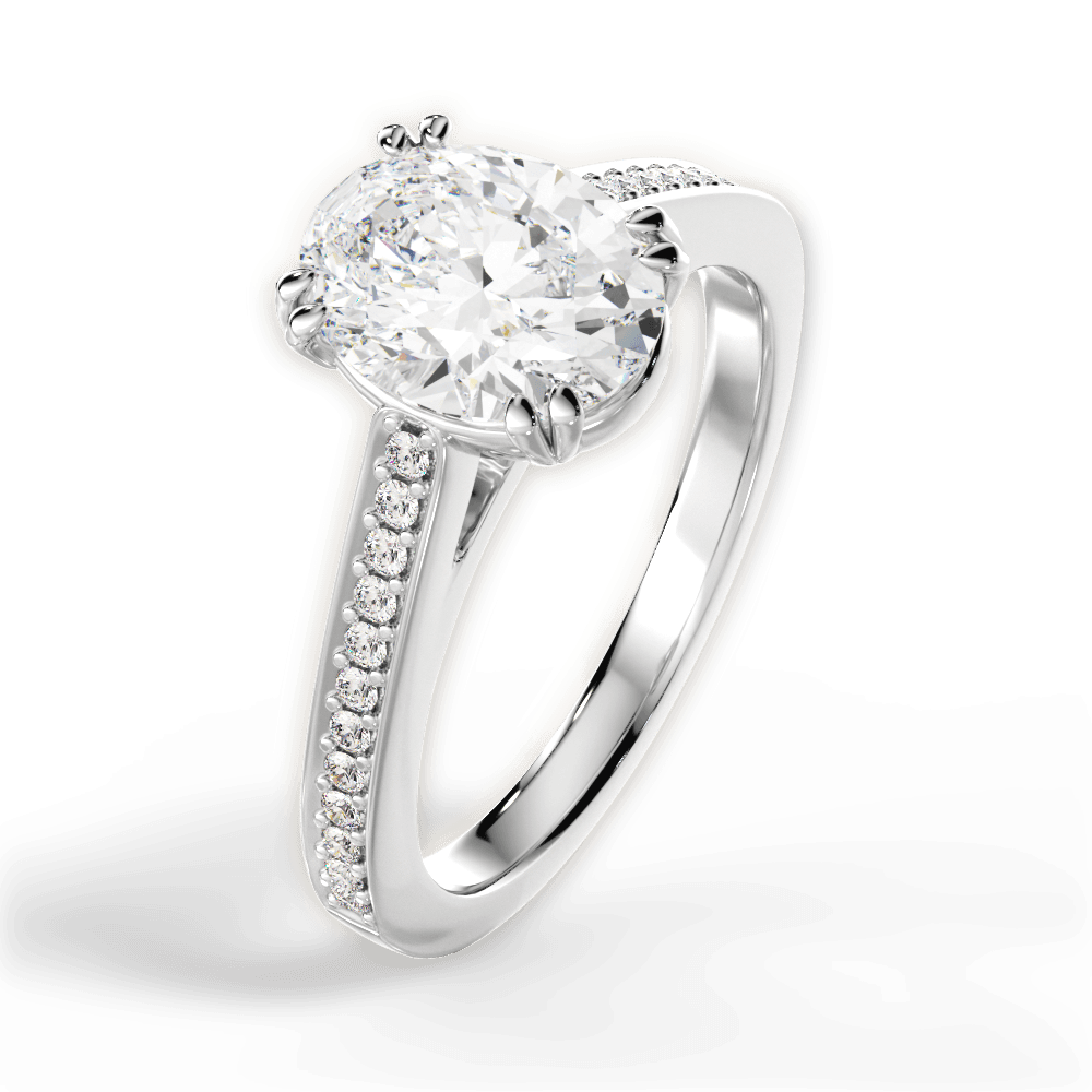 Denise Oval Cut Lab Grown Diamond 14Kt White Gold Engagement Ring - View 4
